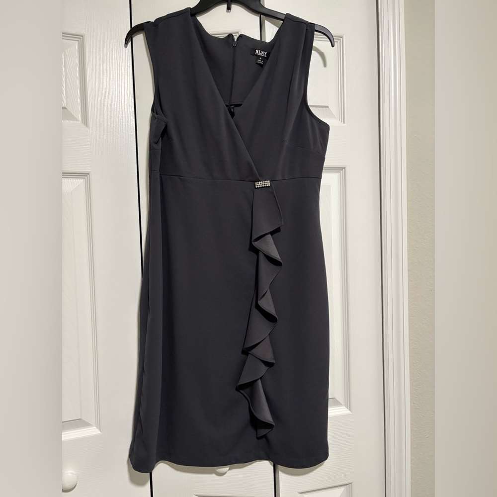 SLNY Charcoal Evening Dress
